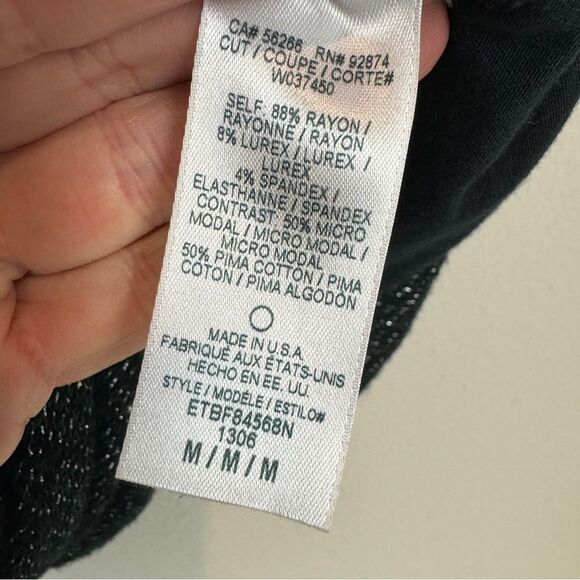 Ella Moss Black Layered Sweater Top Metallic M - Picture 7 of 7